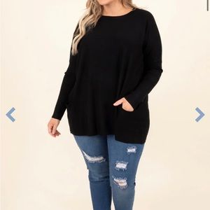 Chic Soul Black Sweater with front pockets